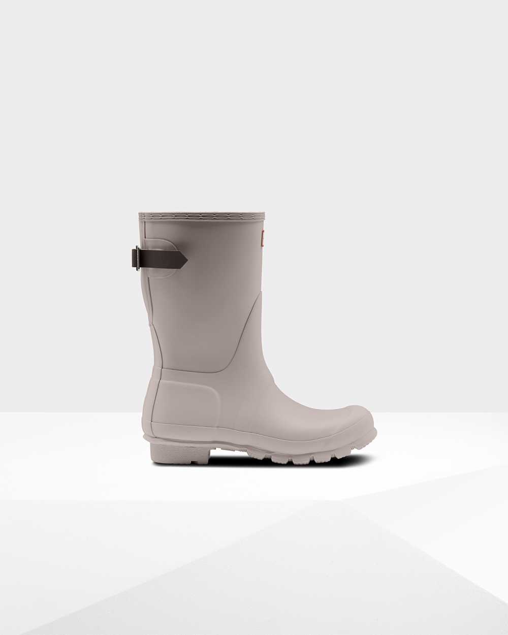 Hunter Original Short Back Adjustable Women's Rain Boots NZ-31508F Light Grey